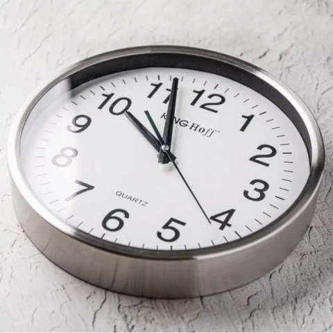 ZEGAR ŚCIENNY STALOWY 30cm MECHANIZM PŁYNĄCY KH-5025 Kinghoff