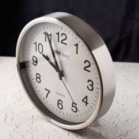 ZEGAR ŚCIENNY STALOWY 30cm MECHANIZM PŁYNĄCY KH-5025 Kinghoff