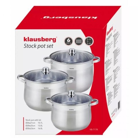 ZESTAW 3 DUŻYCH GARNKÓW KLAUSBERG 10/13/16L KB-7178 Klausberg