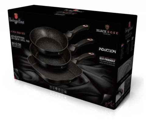 ZESTAW 3 PATELNI GRANITOWYCH BERLINGERHAUS BLACK ROSE BH-6156 Berlinger haus