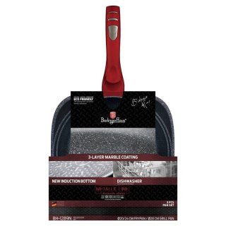 ZESTAW 3 PATELNI GRANITOWYCH BERLINGERHAUS RED METALLIC LINE BH-1289 Berlinger haus