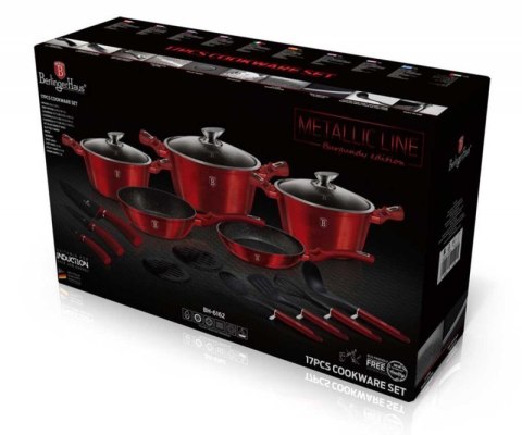 ZESTAW GARNKÓW GRANITOWYCH BERLINGER HAUS BH-6162 BURGUNDY 17 ELEM. Berlinger haus