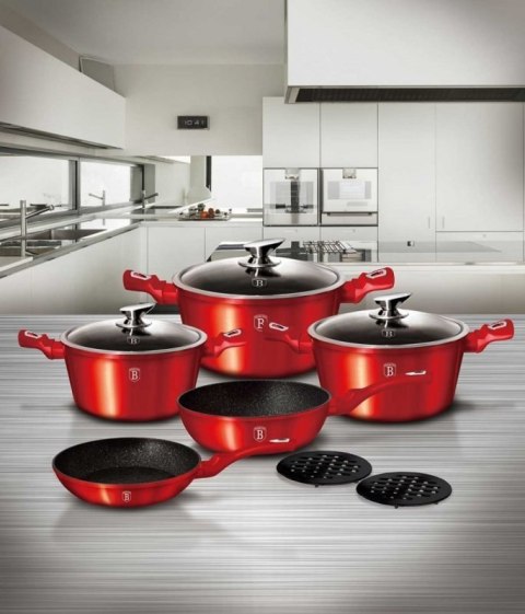 ZESTAW GARNKÓW GRANITOWYCH BERLINGER HAUS BH-6162 BURGUNDY 17 ELEM. Berlinger haus