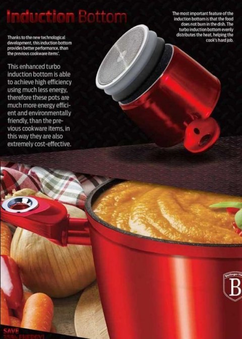 GARNEK GRANITOWY 28cm BERLINGER HAUS RED METALLIC LINE BH-1258 Berlinger haus