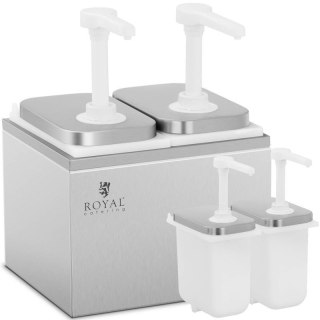 Dyspenser dozownik podwójny do sosów z pompką ze stali nierdzewnej 2 x 2 l Royal catering