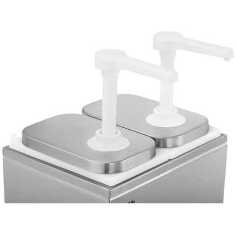 Dyspenser dozownik podwójny do sosów z pompką ze stali nierdzewnej 2 x 2 l Royal catering