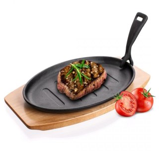 PÓŁMISEK PATELNIA ŻELIWNA GRILLOWA Z DESKĄ BANQUET GRADA Banquet