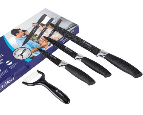 ZESTAW 3 KUCHENNYCH NOŻY MARMURKOWYCH Z OBIERACZKĄ E- Elitehoff