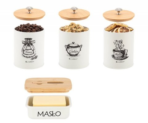 ZESTAW 3 POJEMNIKÓW KUCHENNYCH I MASELNICZKA E-6058 Elitehoff