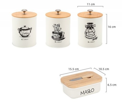 ZESTAW 3 POJEMNIKÓW KUCHENNYCH I MASELNICZKA E-6058 Elitehoff