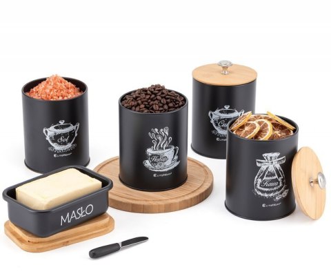 ZESTAW 4 POJEMNIKÓW KUCHENNYCH I MASELNICZKA E-6055 Elitehoff