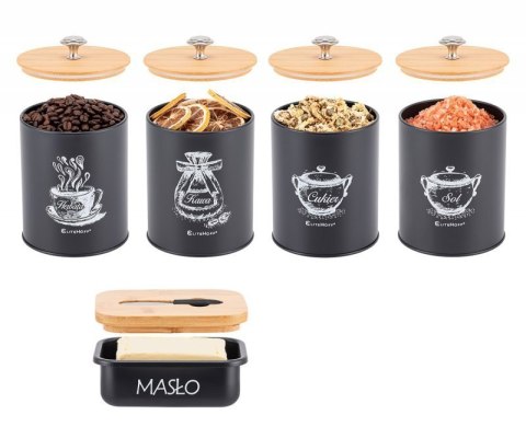 ZESTAW 4 POJEMNIKÓW KUCHENNYCH I MASELNICZKA E-6055 Elitehoff