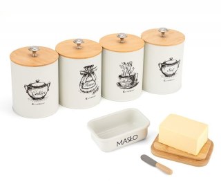 ZESTAW 4 POJEMNIKÓW KUCHENNYCH I MASELNICZKA E-6056 Elitehoff