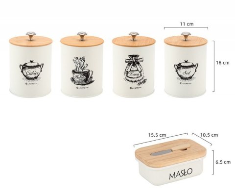 ZESTAW 4 POJEMNIKÓW KUCHENNYCH I MASELNICZKA E-6056 Elitehoff