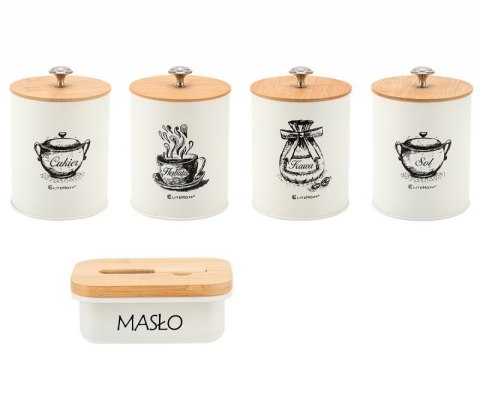 ZESTAW 4 POJEMNIKÓW KUCHENNYCH I MASELNICZKA E-6056 Elitehoff