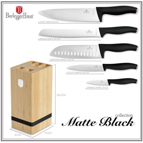ZESTAW NOŻY BERLINGER HAUS BH-2971 MATTE BLACK W BLOKU BAMBUSOWYM Berlinger haus