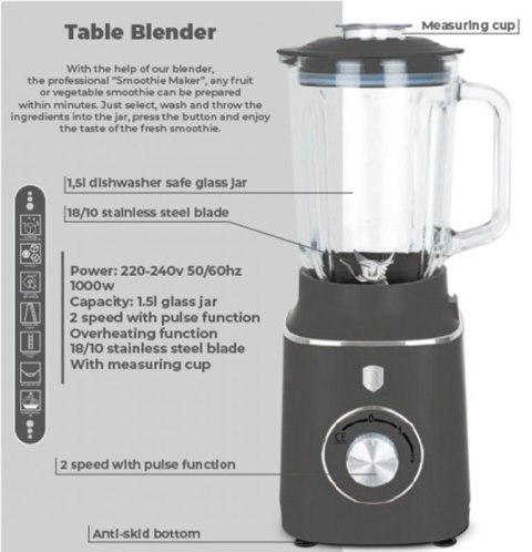 BLENDER KIELICHOWY MIKSER BERLINGER HAUS BH-9539 ANTRACIT Berlinger haus