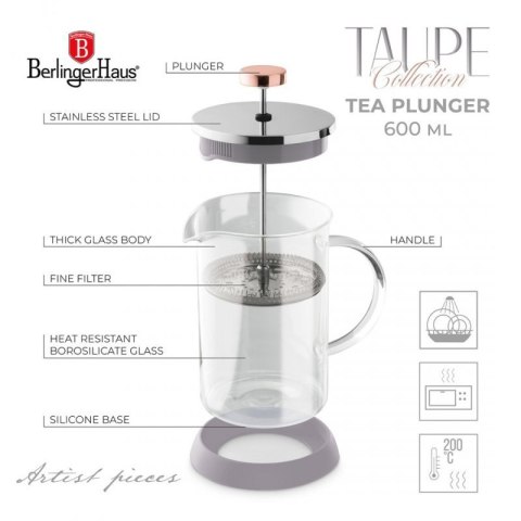 ZAPARZACZ TŁOKOWY DO KAWY HERBATY 600ml BERLINGER HAUS BH-8588 TAUPE Berlinger haus