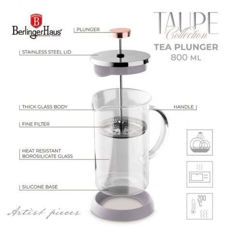 ZAPARZACZ TŁOKOWY DO KAWY HERBATY 800ml BERLINGER HAUS BH-8589 TAUPE Berlinger haus
