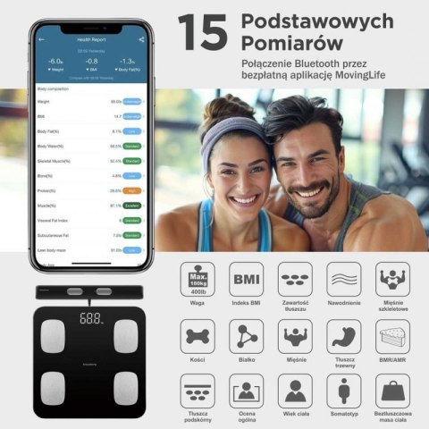 ANALITYCZNA WAGA ŁAZIENKOWA SMART IOS ANDROID KLAUSBERG KB-7852 Klausberg