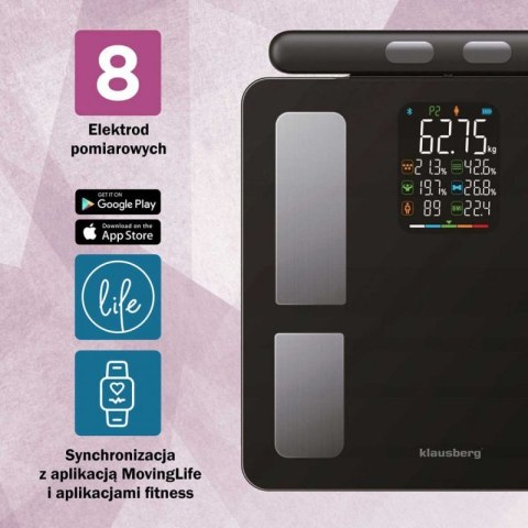 ANALITYCZNA WAGA ŁAZIENKOWA SMART IOS ANDROID KLAUSBERG KB-7856 Klausberg