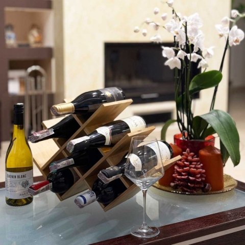 PÓŁKA STOJAK BAMBUSOWY NA 8 BUTEK WINA 3804 Brunbeste