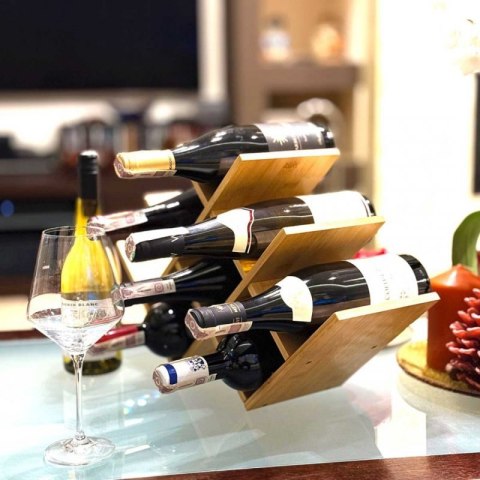 PÓŁKA STOJAK BAMBUSOWY NA 8 BUTEK WINA 3804 Brunbeste