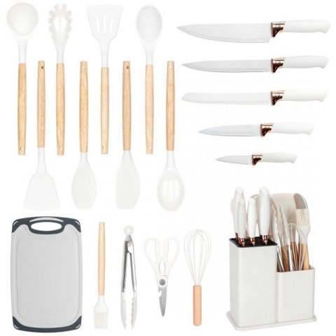 ZESTAW 19 ELEM. NOŻY I PRZYBORÓW KUCHENNYCH W STOJAKU E-6071 Elitehoff