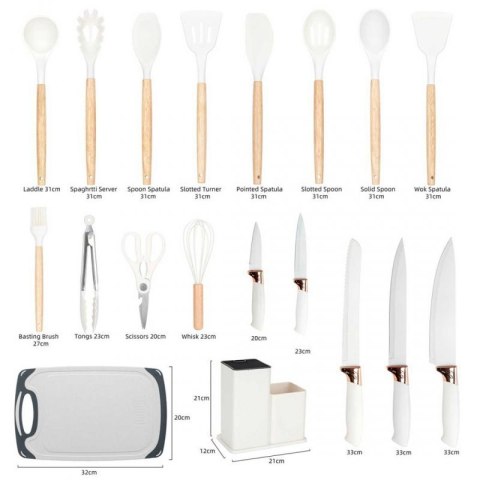 ZESTAW 19 ELEM. NOŻY I PRZYBORÓW KUCHENNYCH W STOJAKU E-6071 Elitehoff