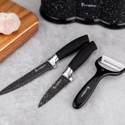 ZESTAW 5 KUCHENNYCH NOŻY MARMURKOWYCH Z OBIERACZKĄ E-6192 Elitehoff