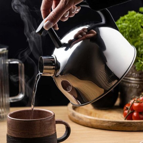 CZAJNIK 1,5L Z GWIZDKIEM KINGHOFF KH-1896 SREBRNY Kinghoff