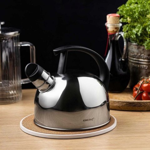 CZAJNIK 1,5L Z GWIZDKIEM KINGHOFF KH-1896 SREBRNY Kinghoff