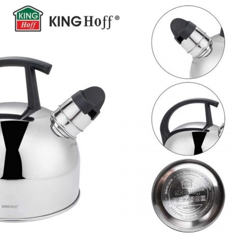 CZAJNIK 1,5L Z GWIZDKIEM KINGHOFF KH-1896 SREBRNY Kinghoff