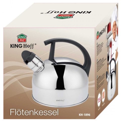CZAJNIK 1,5L Z GWIZDKIEM KINGHOFF KH-1896 SREBRNY Kinghoff