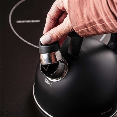 CZAJNIK 1,5L Z GWIZDKIEM KINGHOFF KH-1897 CZARNY MAT Kinghoff