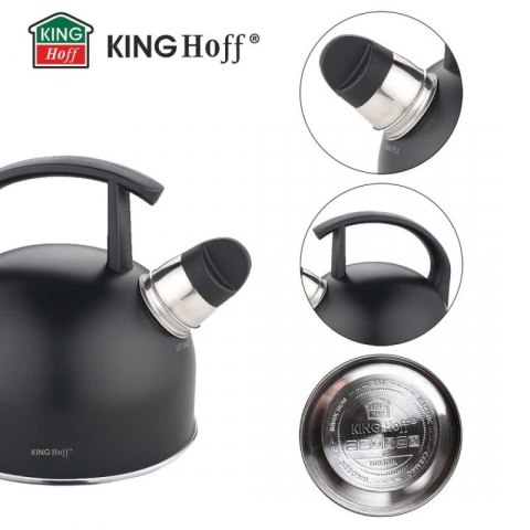 CZAJNIK 1,5L Z GWIZDKIEM KINGHOFF KH-1897 CZARNY MAT Kinghoff