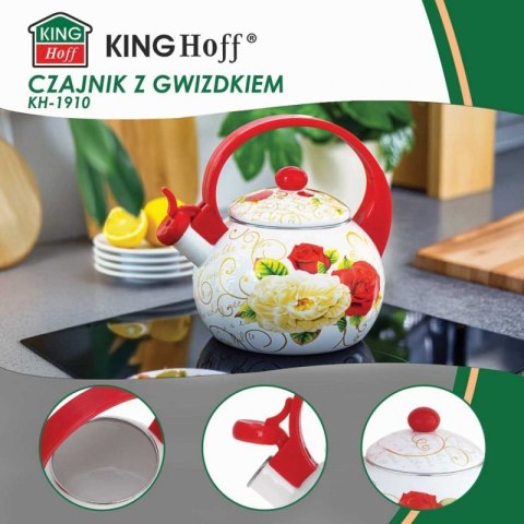 CZAJNIK EMALIOWANY 2L Z GWIZDKIEM KINGHOFF KH-1910 Kinghoff