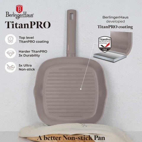PATELNIA GRILLOWA TYTANOWA 28cm BERLINGER HAUS BH-8096 TAUPE Berlinger haus