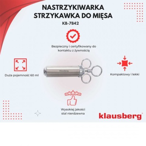 STALOWA NASTRZYKIWARKA 60ml DO PEKLOWANIA MIĘSA KLAUSBERG KB-7842 Klausberg