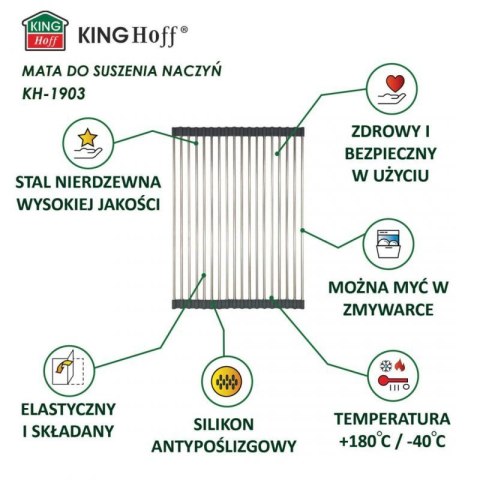 SUSZARKA OCIEKACZ ZWIJANY MATA STALOWA NA ZLEWOZMYWAK KINGHOFF KH-1903 Kinghoff