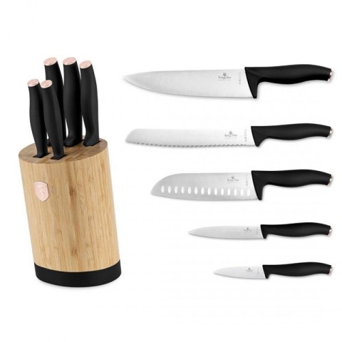 ZESTAW NOŻY BERLINGER HAUS BH-2752 BLACK ROSE W BLOKU BAMBUSOWYM Berlinger haus