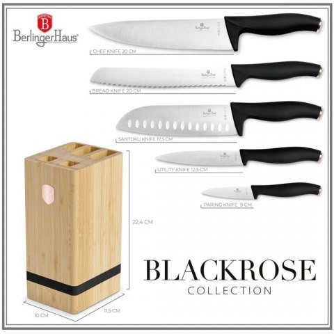 ZESTAW NOŻY BERLINGER HAUS BH-2970 BLACK ROSE W BLOKU BAMBUSOWYM Berlinger haus