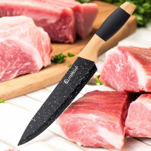 ZESTAW NOŻY KUCHENNYCH W STOJAKU Z OSTRZAŁKĄ E-6267 Elitehoff