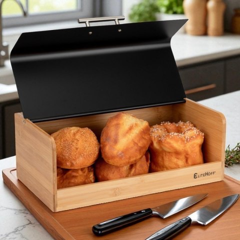 CHLEBAK BAMBUSOWY POJEMNIK NA PIECZYWO E-6067 CZARNY Elitehoff