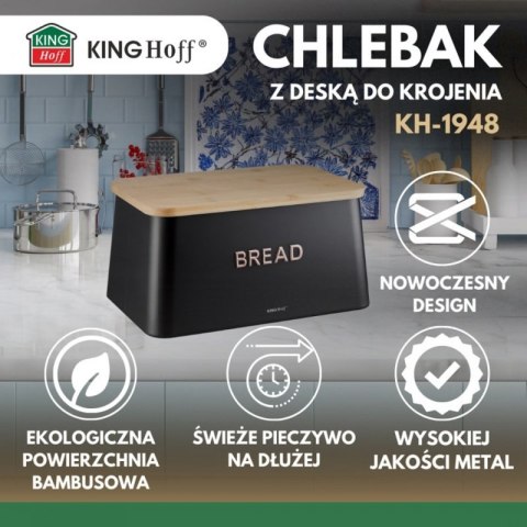 CHLEBAK STALOWY Z DESKĄ DO KROJENIA KINGHOFF KH-1948 Kinghoff
