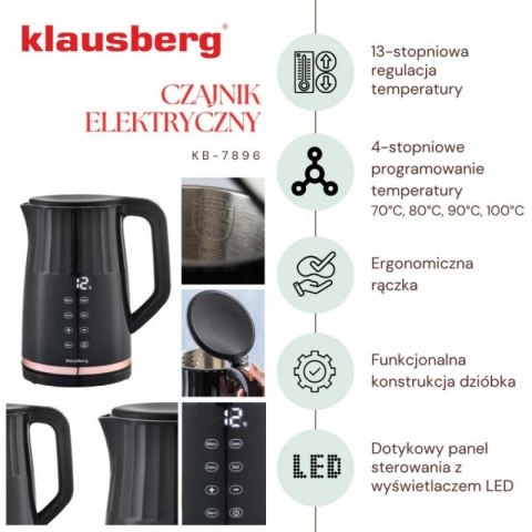 CZAJNIK ELEKTRYCZNY 1,7L KLAUSBERG KB-7896 LED REGULACJA TEMPERATURY Klausberg