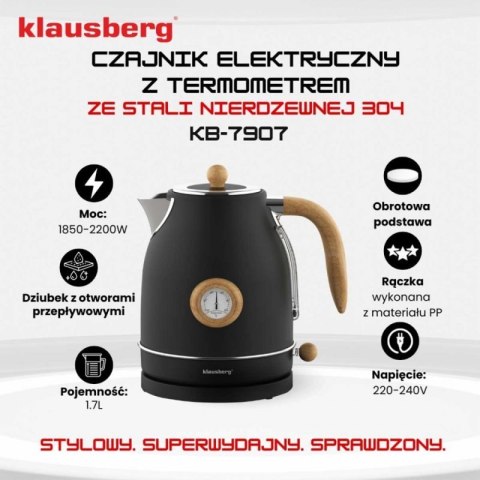 CZAJNIK ELEKTRYCZNY 1,7L Z TERMOMETREM KLAUSBERG KB-7907 RETRO Klausberg
