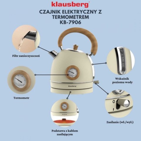 CZAJNIK ELEKTRYCZNY 1,8L Z TERMOMETREM KLAUSBERG KB-7906 RETRO Klausberg