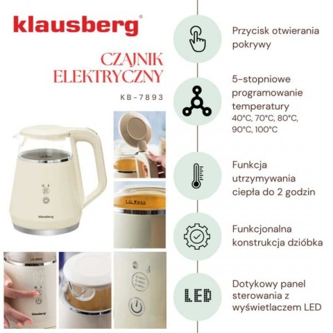 CZAJNIK ELEKTRYCZNY 1L KLAUSBERG KB-7893 LED REGULACJA TEMPERATURY Klausberg