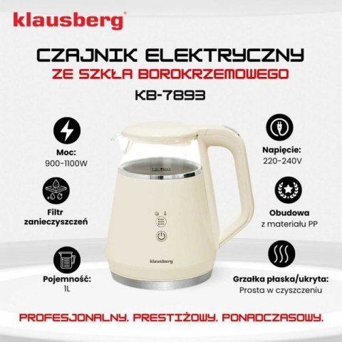 CZAJNIK ELEKTRYCZNY 1L KLAUSBERG KB-7893 LED REGULACJA TEMPERATURY Klausberg